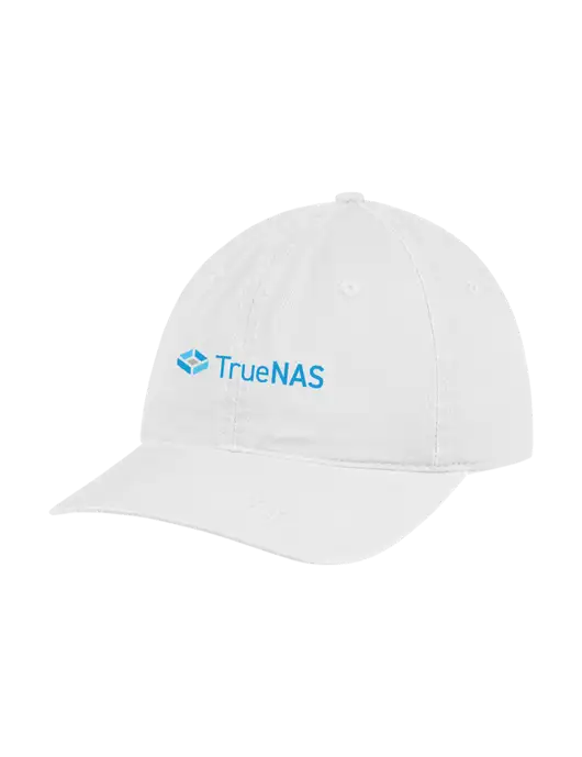 Garment Washed Unstructured Twill White Cap w/TrueNAS Logo