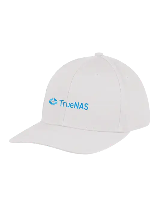Premium Modern Structured Twill White Snapback Cap w/TrueNAS Logo