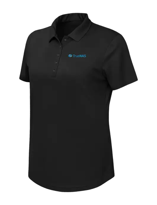 Callaway Womens Birdseye Black Polo w/TrueNAS Logo