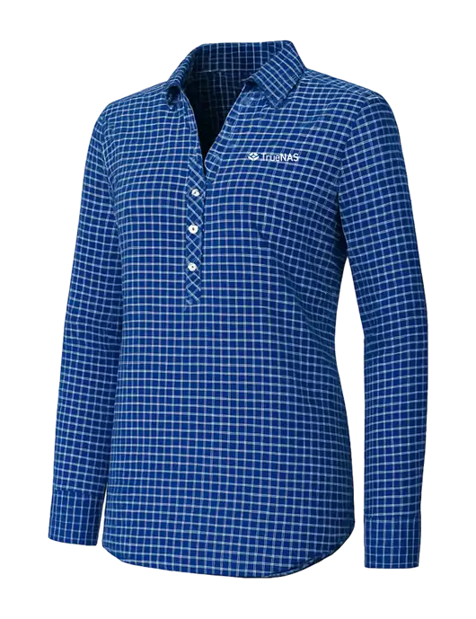 Womens Navy/White City Stretch Shirt w/TrueNAS Logo