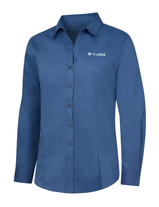 Light Navy Womens Crosshatch Easy Care Shirt w/TrueNAS Logo