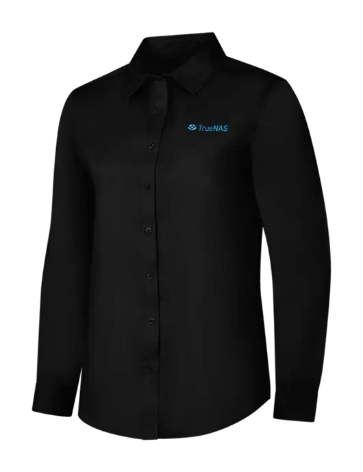 Womens Black Long Sleeve Superpro React Twill Shirt w/TrueNAS Logo