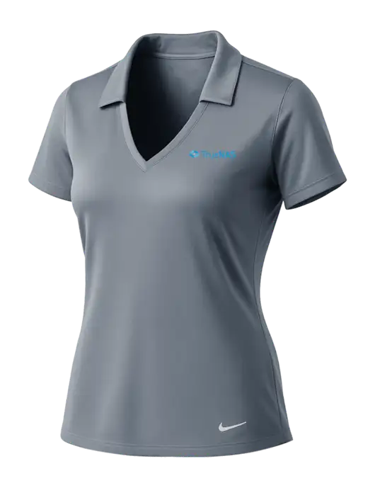 NIKE Medium Grey Womens Dri-Fit Vertical Mesh Polo w/TrueNAS Logo
