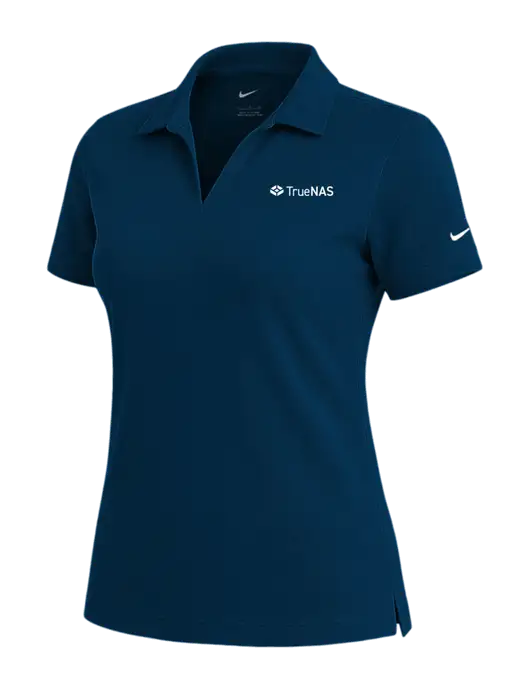 NIKE Navy Womens Dri-Fit Micro Pique Polo w/TrueNAS Logo