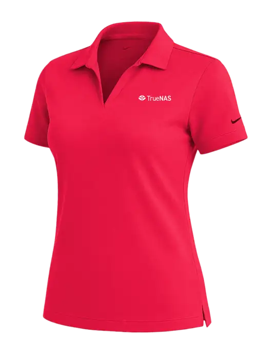 NIKE Red Womens Dri-Fit Micro Pique Polo w/TrueNAS Logo