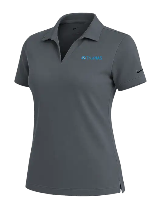 NIKE Dark Grey Womens Dri-Fit Micro Pique Polo w/TrueNAS Logo