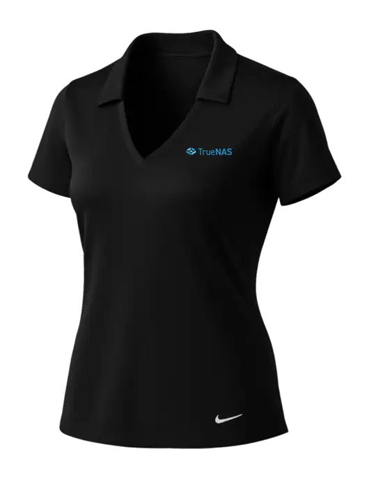 NIKE Black Womens Dri-Fit Vertical Mesh Polo w/TrueNAS Logo
