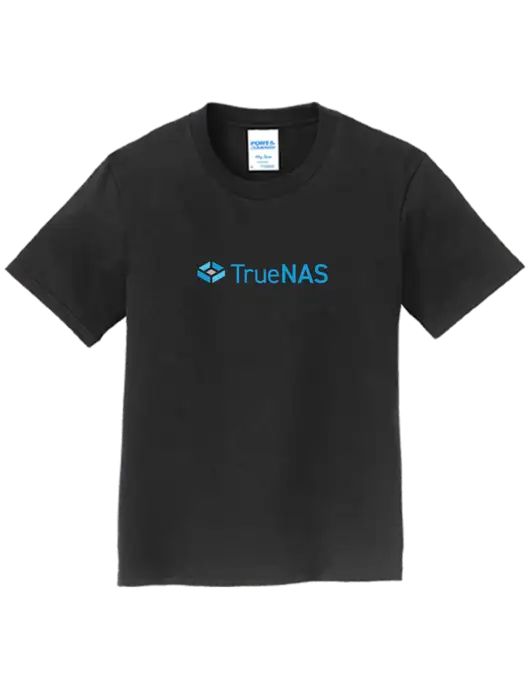 Youth Ring Spun Jet Black 4.5 oz T-Shirt w/TrueNAS Logo