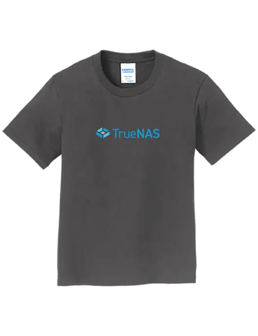 Youth Ring Spun Charcoal 4.5 oz T-Shirt w/TrueNAS Logo