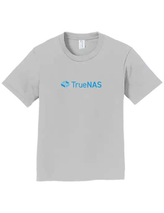 Youth Ring Spun Silver 4.5 oz T-Shirt w/TrueNAS Logo