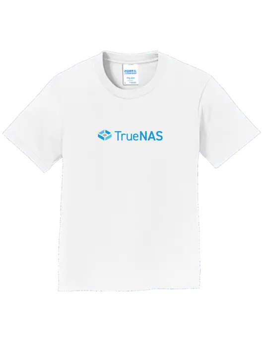 Youth Ring Spun White 4.5 oz T-Shirt w/TrueNAS Logo