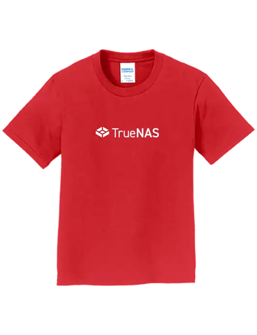Youth Ring Spun Bright Red 4.5 oz T-Shirt w/TrueNAS Logo