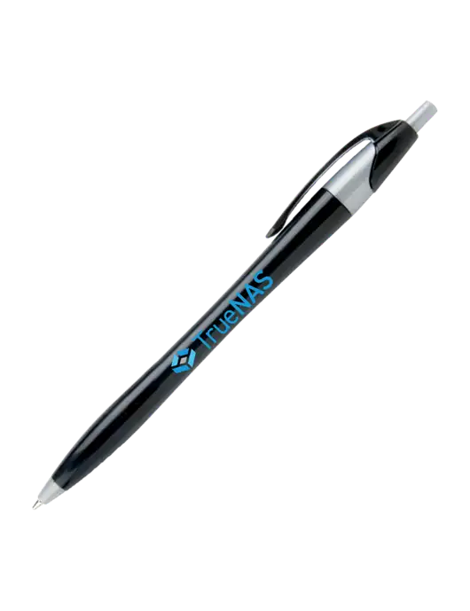 Novella Black/Silver Corporate Pen - Blue Ink w/TrueNAS Logo