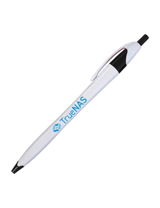Novella White/Black Classic Pen - Blue Ink w/TrueNAS Logo