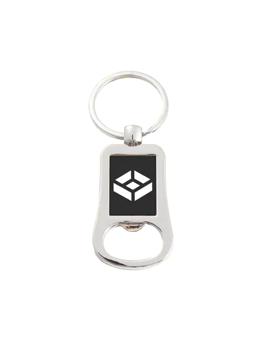 Silver & Black Bottle Opener Keychain w/TrueNAS Logo Mark
