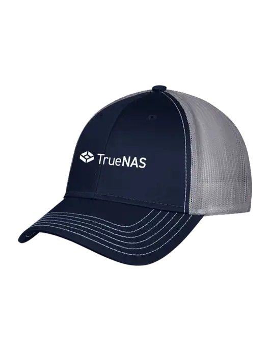 Navy & Grey Mesh Trucker Cap Snap Back w/TrueNAS Logo