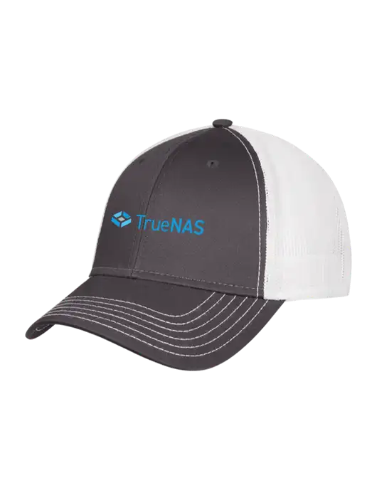 Dark Grey/White Mesh Trucker Cap Snap Back w/TrueNAS Logo