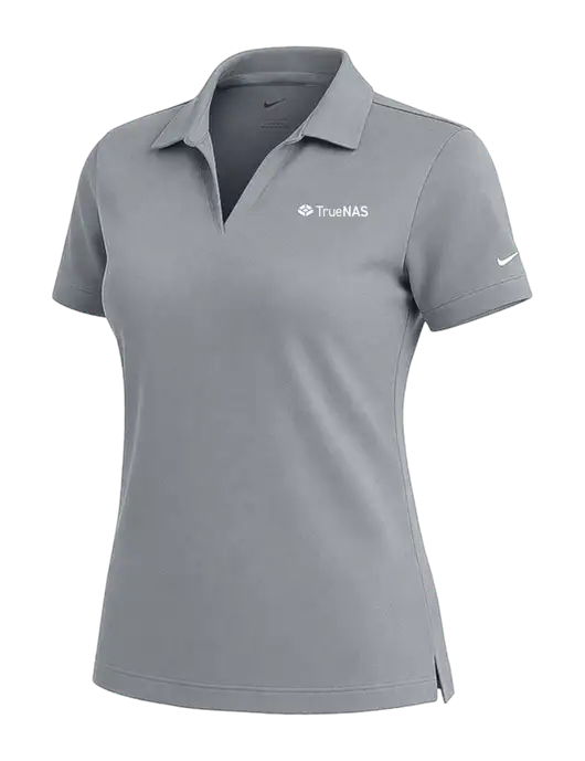 NIKE Medium Grey Womens Dri-Fit Micro Pique Polo w/TrueNAS Logo