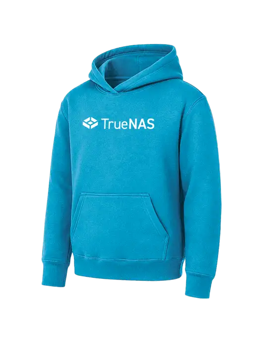 Youth Sapphire 7.8 oz Pullover Hooded Sweatshirt w/TrueNAS Logo