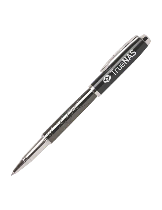 Modernist Black Rollerball Pen - Black Ink w/TrueNAS Logo