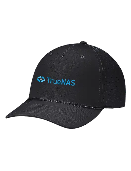 Richardson Laser Perf Performance Black/Black-Grey Rope Cap w/TrueNAS Logo