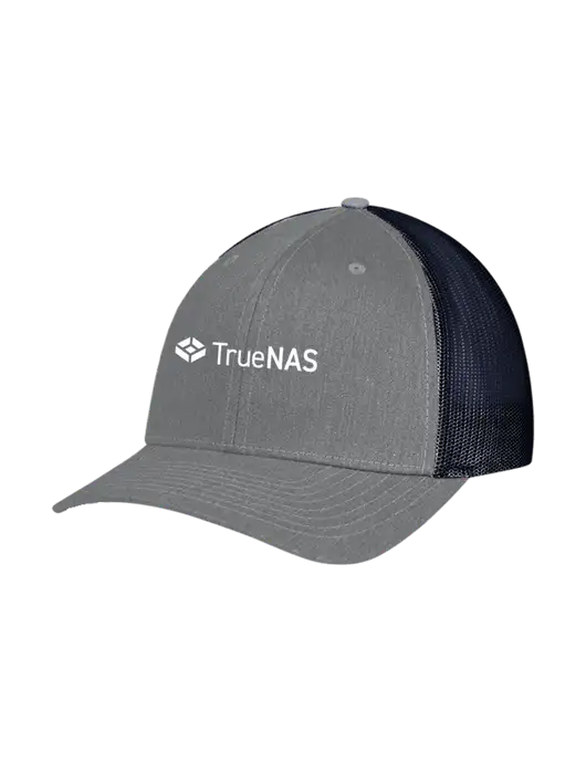 Richardson Adjustable Snapback Original 112 Trucker Cap Heather Grey w/Navy Mesh w/TrueNAS Logo