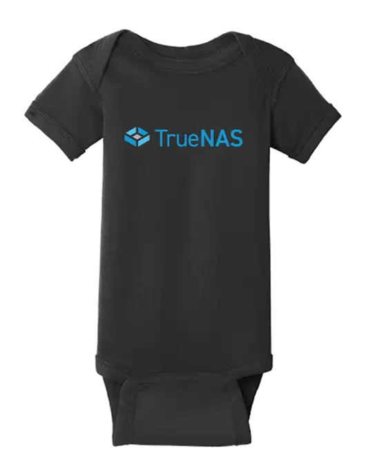 Rabbit Skins Black Infant Short Sleeve Baby Rib Bodysuit w/TrueNAS Logo
