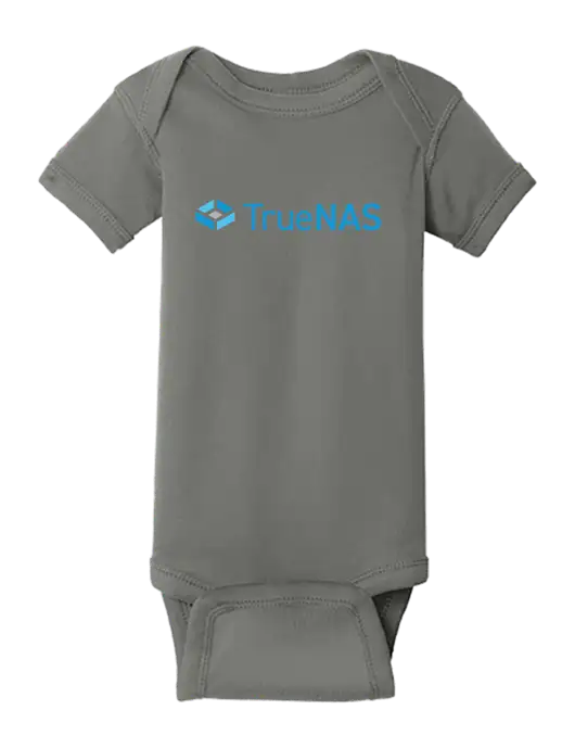 Rabbit Skins Charcoal Infant Short Sleeve Baby Rib Bodysuit w/TrueNAS Logo