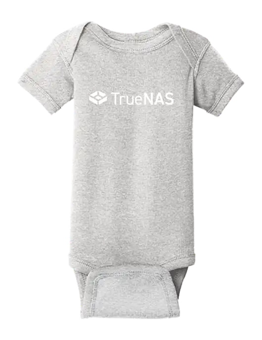 Rabbit Skins Light Grey Heather Infant Short Sleeve Baby Rib Bodysuit w/TrueNAS Logo