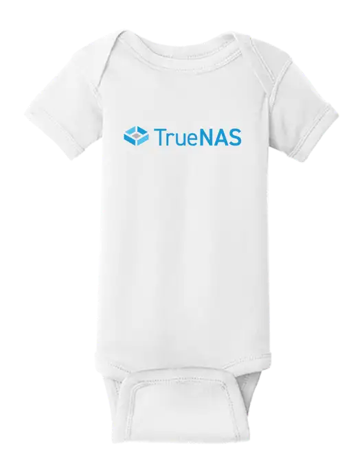 Rabbit Skins White Infant Short Sleeve Baby Rib Bodysuit w/TrueNAS Logo
