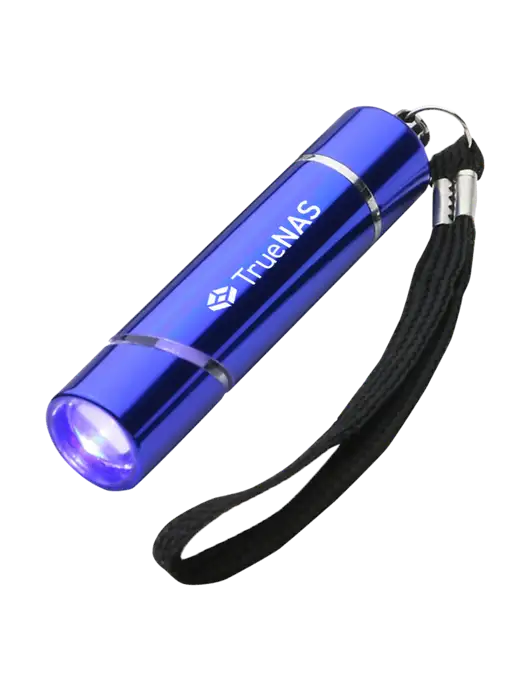 Blue Aluminum Scope LED Flashlight w/TrueNAS Logo