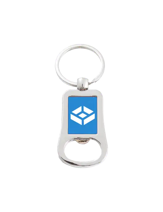 Silver & Blue Bottle Opener Keychain w/TrueNAS Logo Mark