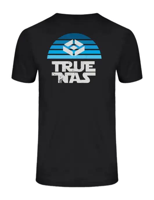 Ring Spun Jet Black 4.5 oz T-Shirt w/Star Wars Inspired Logo, TrueNAS Logo