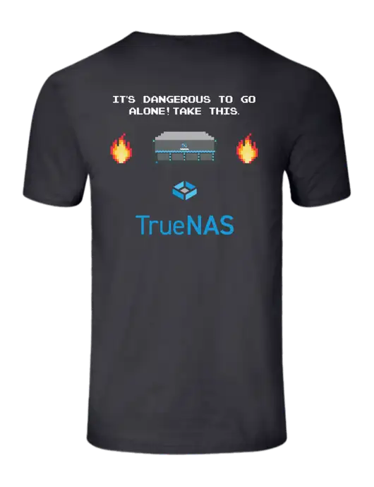 Seriously Soft Charcoal T-Shirt w/Zelda Inspired Logo, TrueNAS Logo